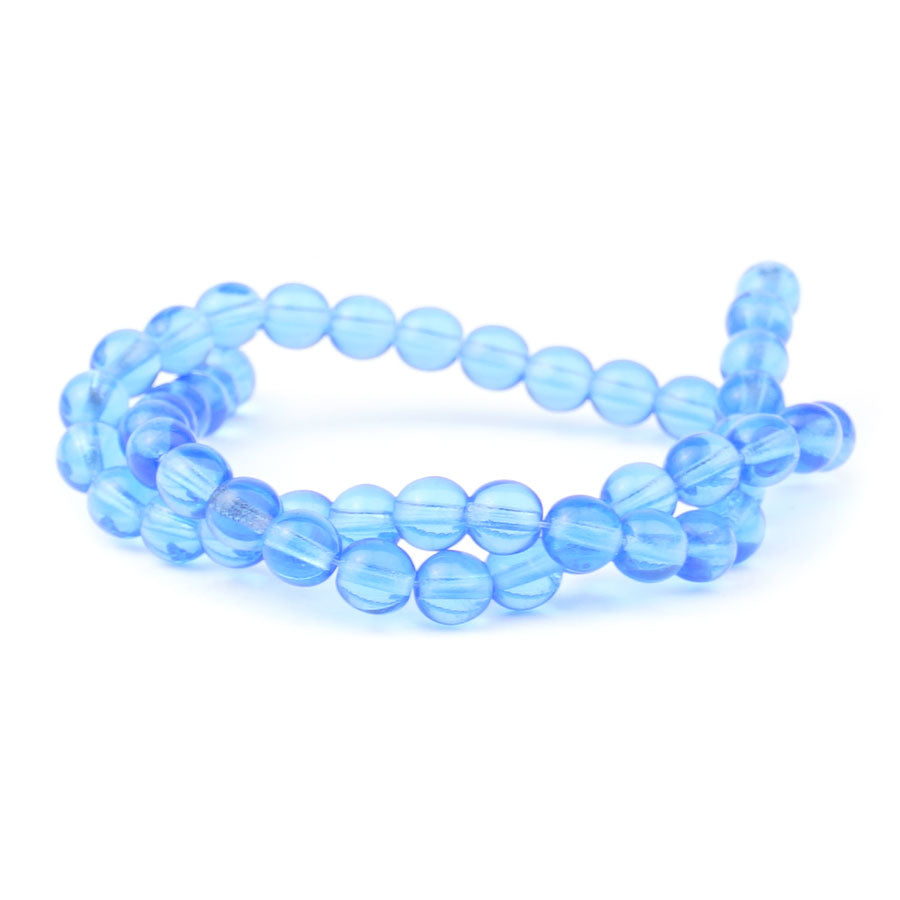 6mm Sapphire Druk Czech Glass Beads - Goody Beads