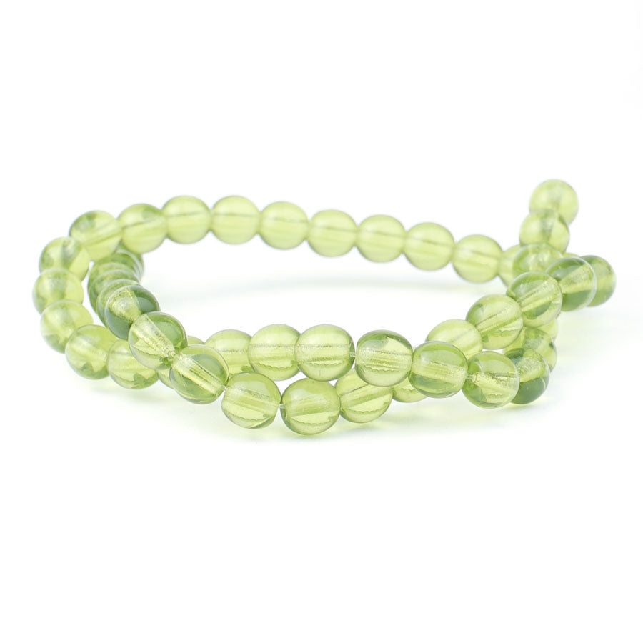 6mm Olivine Druk Czech Glass Beads - Goody Beads