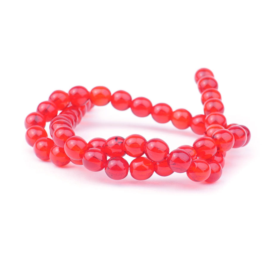 6mm Siam Ruby Druk Czech Glass Beads - Goody Beads