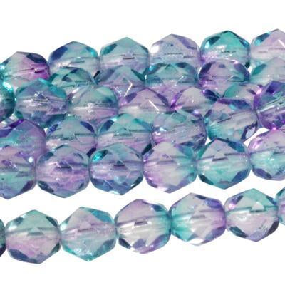 6mm Dual Coated Pink/Blue Czech Glass Fire Polish Beads - Goody Beads