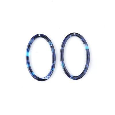 40x25mm Blue Acetate Oval Ring Pendant - Goody Beads