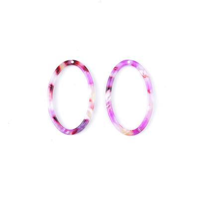 40x25mm Hot Pink Acetate Oval Ring Pendant - Goody Beads