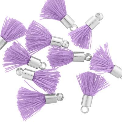 10mm Purple Fabric Tassel with Silver Cap - Goody Beads