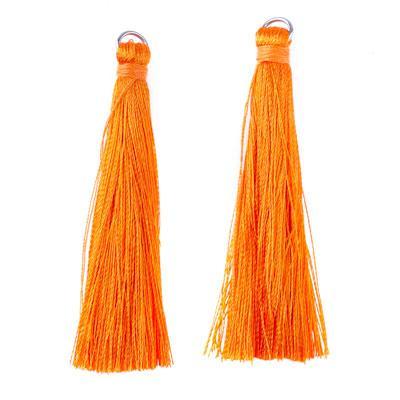 60mm Orange Fabric Tassels - Goody Beads