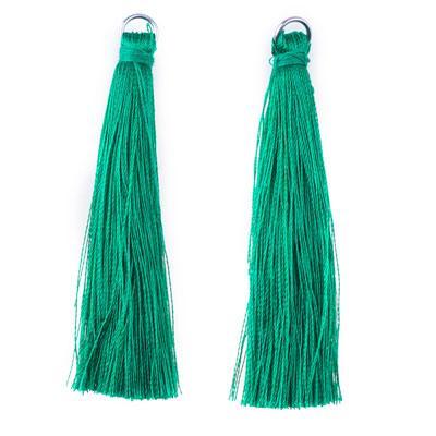 60mm Kelly Green Fabric Tassels - Goody Beads