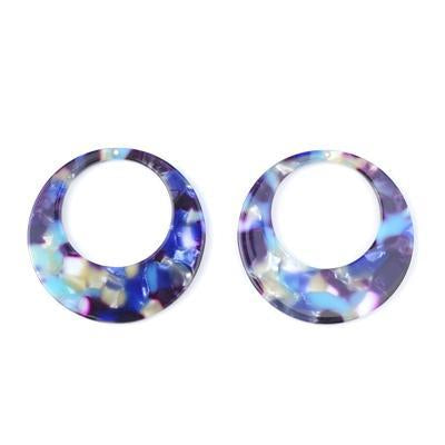 45mm Multi Pastels Acetate Jumbo Circle with Cutout Pendant - Goody Beads