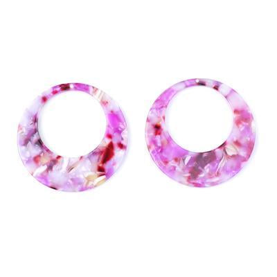 45mm Hot Pink Acetate Jumbo Circle with Cutout Pendant - Goody Beads