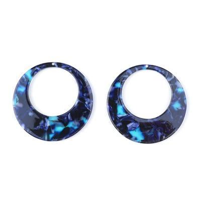 45mm Blue Acetate Jumbo Circle with Cutout Pendant - Goody Beads