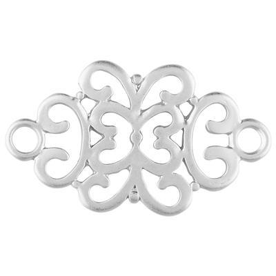 34mm Matte Silver Rhodium Scroll Connector - Goody Beads