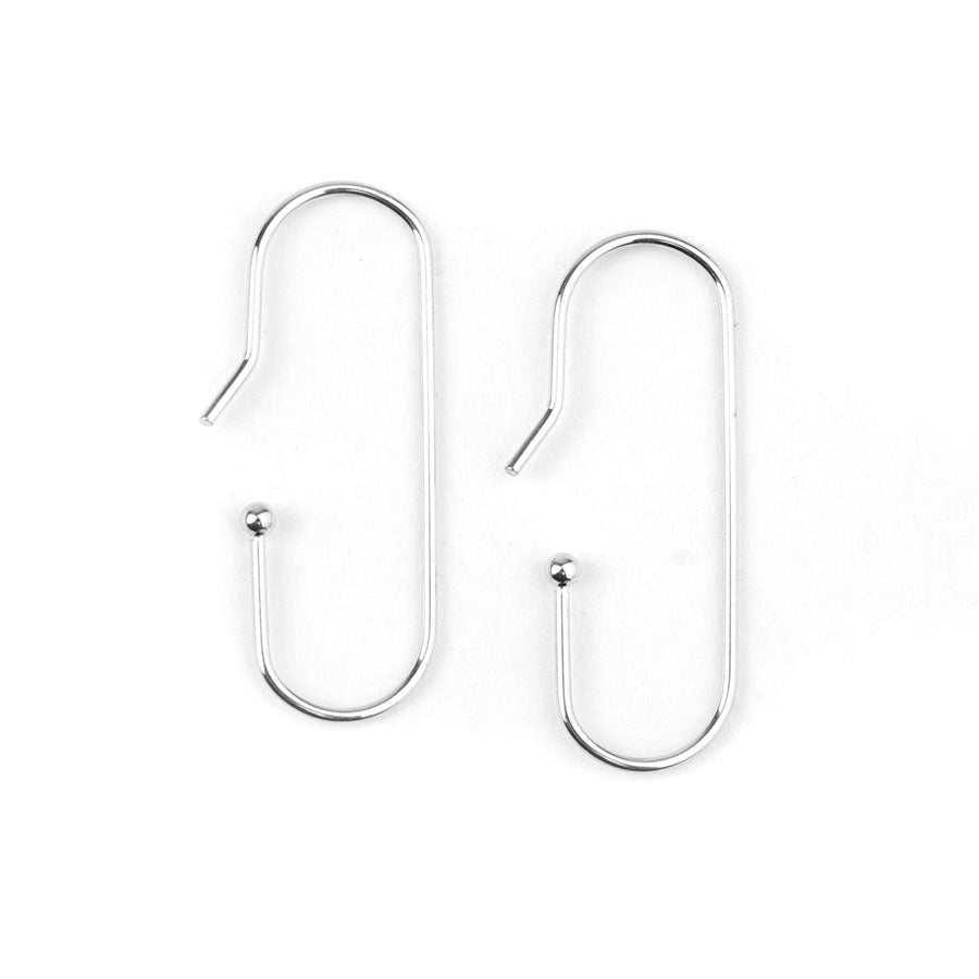 11x28mm Silver Plated Elongated Ear Wire - Goody Beads
