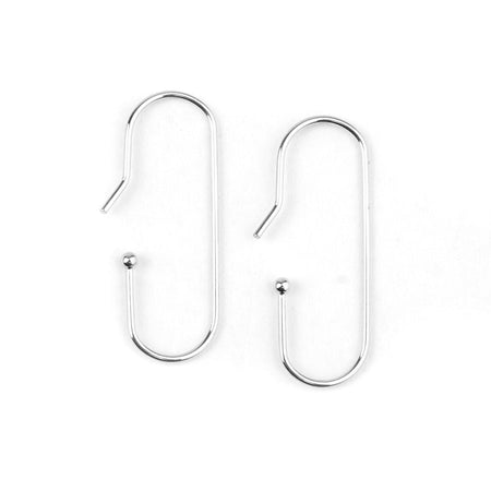 11x28mm Silver Plated Elongated Ear Wire - Goody Beads