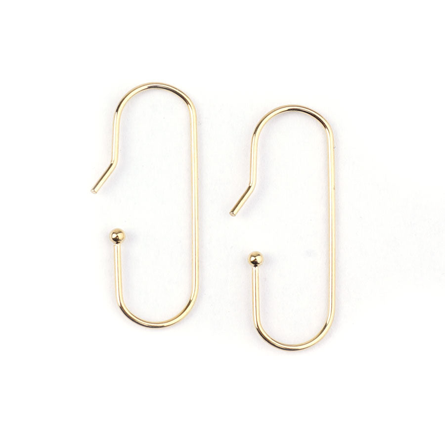 11x28mm 14k Gold Plated Elongated Ear Wire - Goody Beads