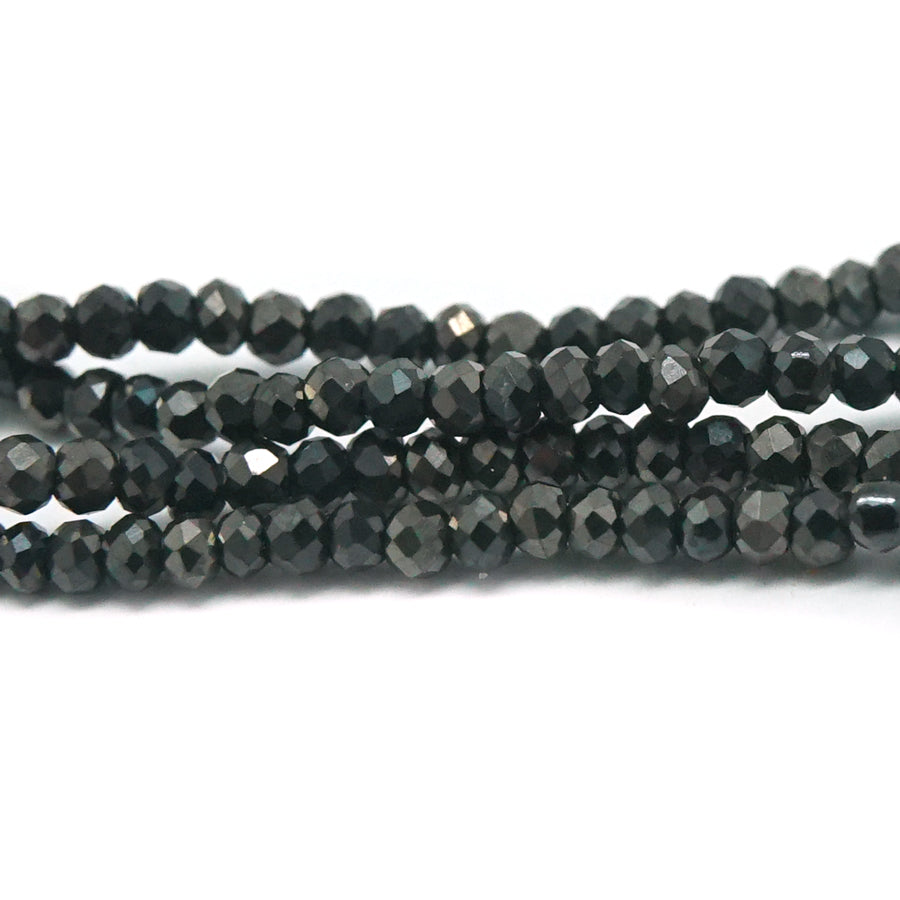 1.5x2mm Black Faceted Rondelle Chinese Crystal Glass Beads - Goody Beads