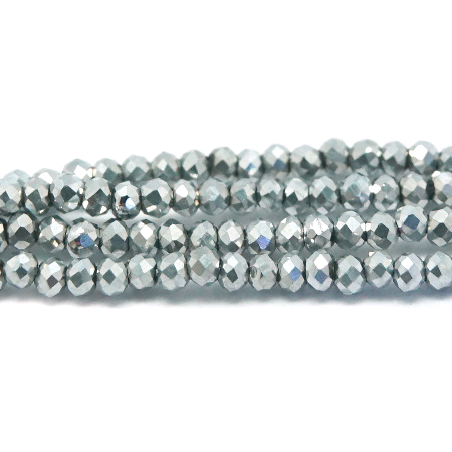 1.5x2mm Silver Faceted Rondelle Chinese Crystal Glass Beads - Goody Beads