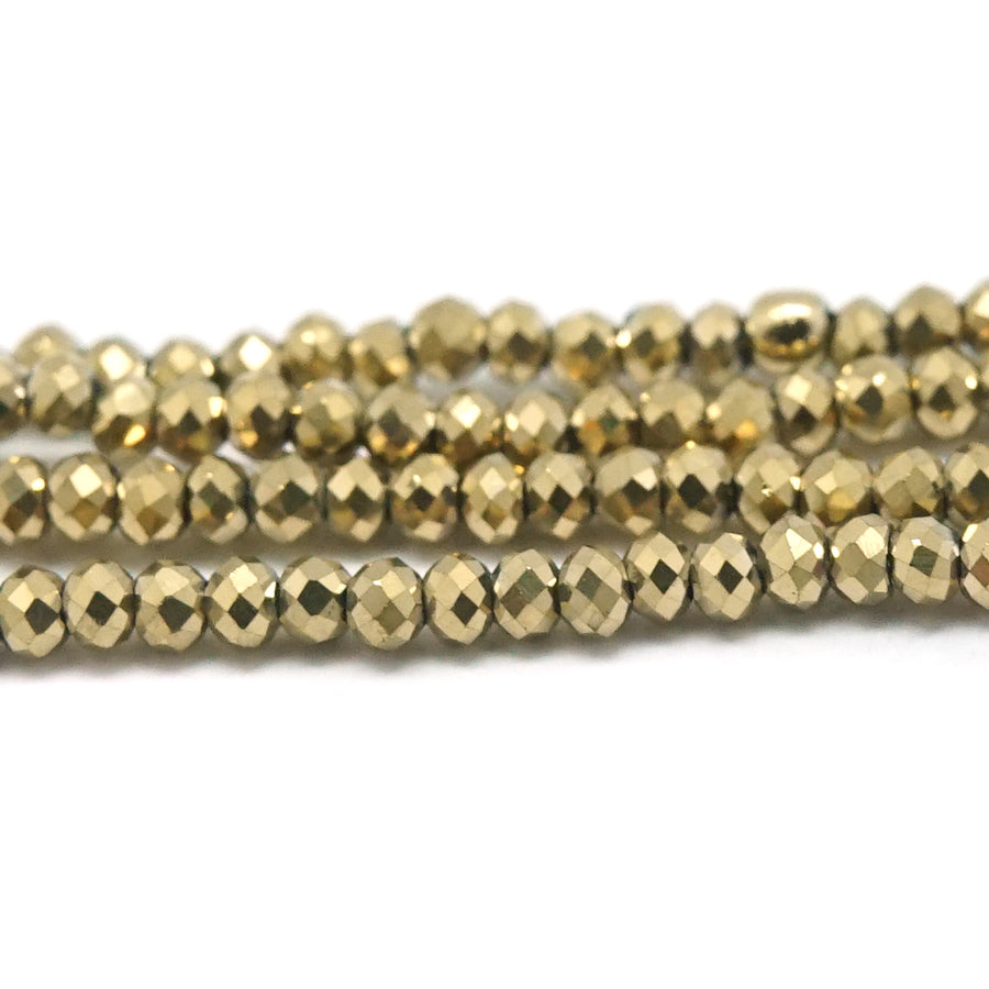 1.5x2mm Gold Faceted Rondelle Chinese Crystal Glass Beads - Goody Beads