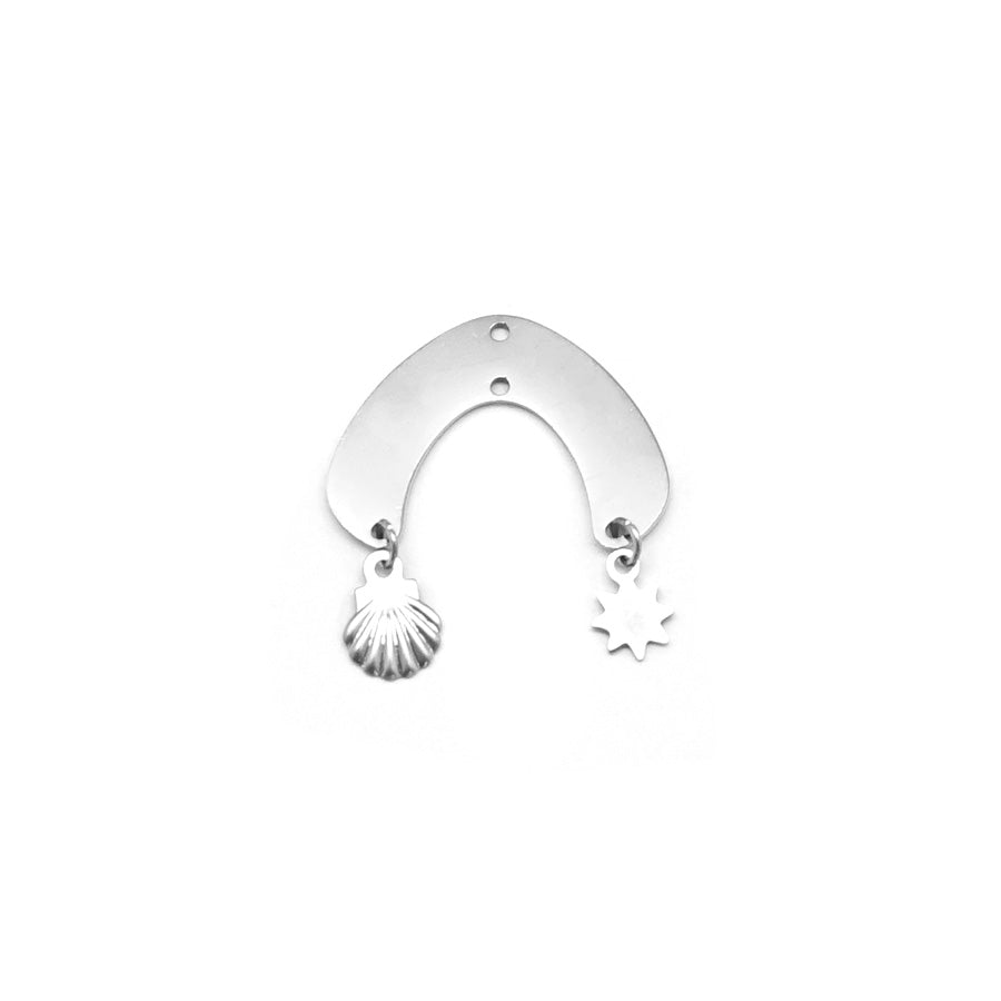 20mm Silver Plated Arch Shaped Connector with Tiny Charms – Goody Beads