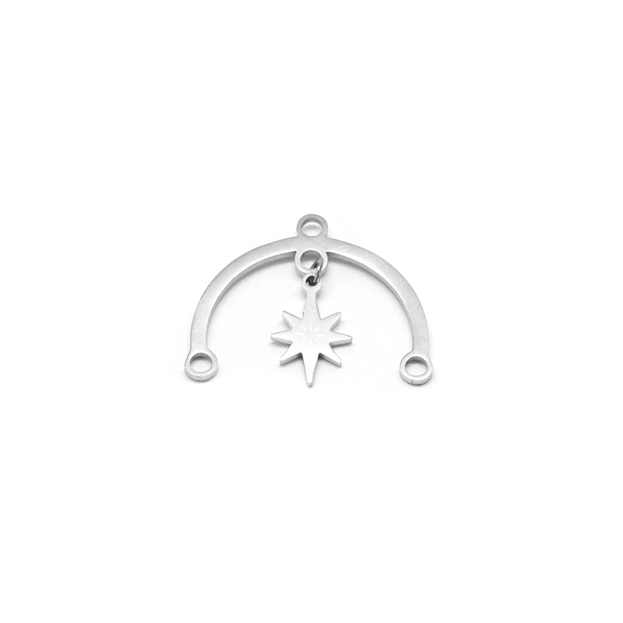 22mm Silver Plated Half Circle Connector with Star charm - Goody Beads