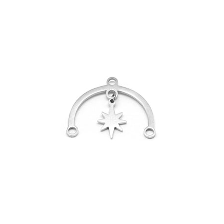 22mm Silver Plated Half Circle Connector with Star charm - Goody Beads