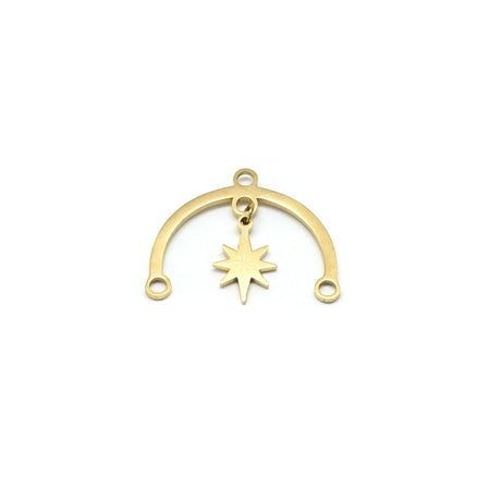 22mm 14K Gold Plated Plated Half Circle Connector with Star Charm - Goody Beads