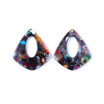 31x35mm Multi Color Acetate Pear Shape Pendant - Goody Beads