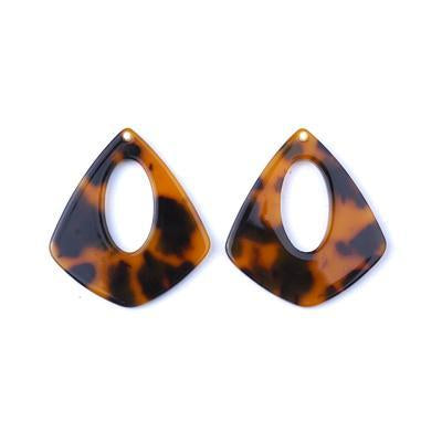 31x35mm Tortoise Shell Acetate Pear Shape Pendant - Goody Beads