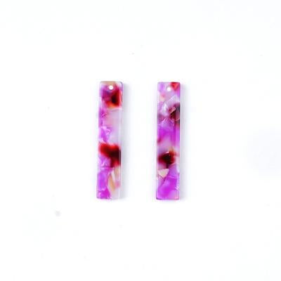 7x34mm Hot Pink Acetate Long Rectangle Pendant - Goody Beads