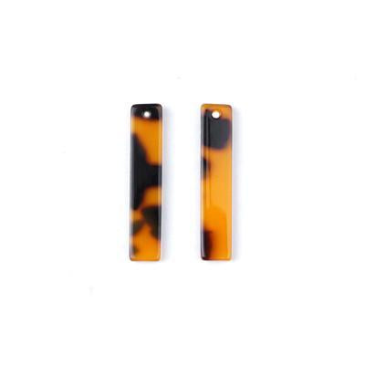 7x34mm Tortoise Shell Acetate Long Rectangle Pendant - Goody Beads