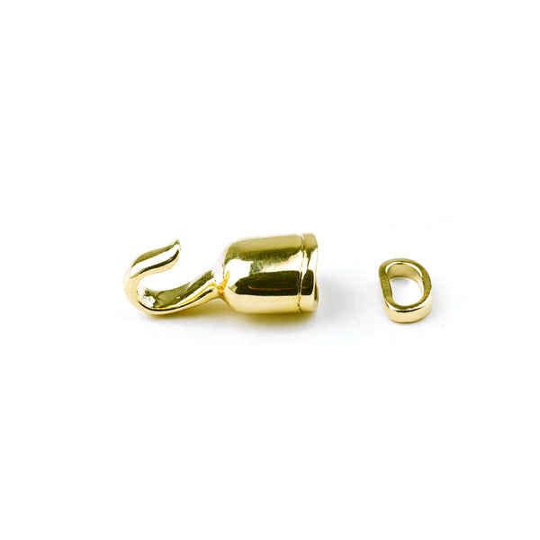 Gold Hook and Eye Clasp for 2mm Round Leather