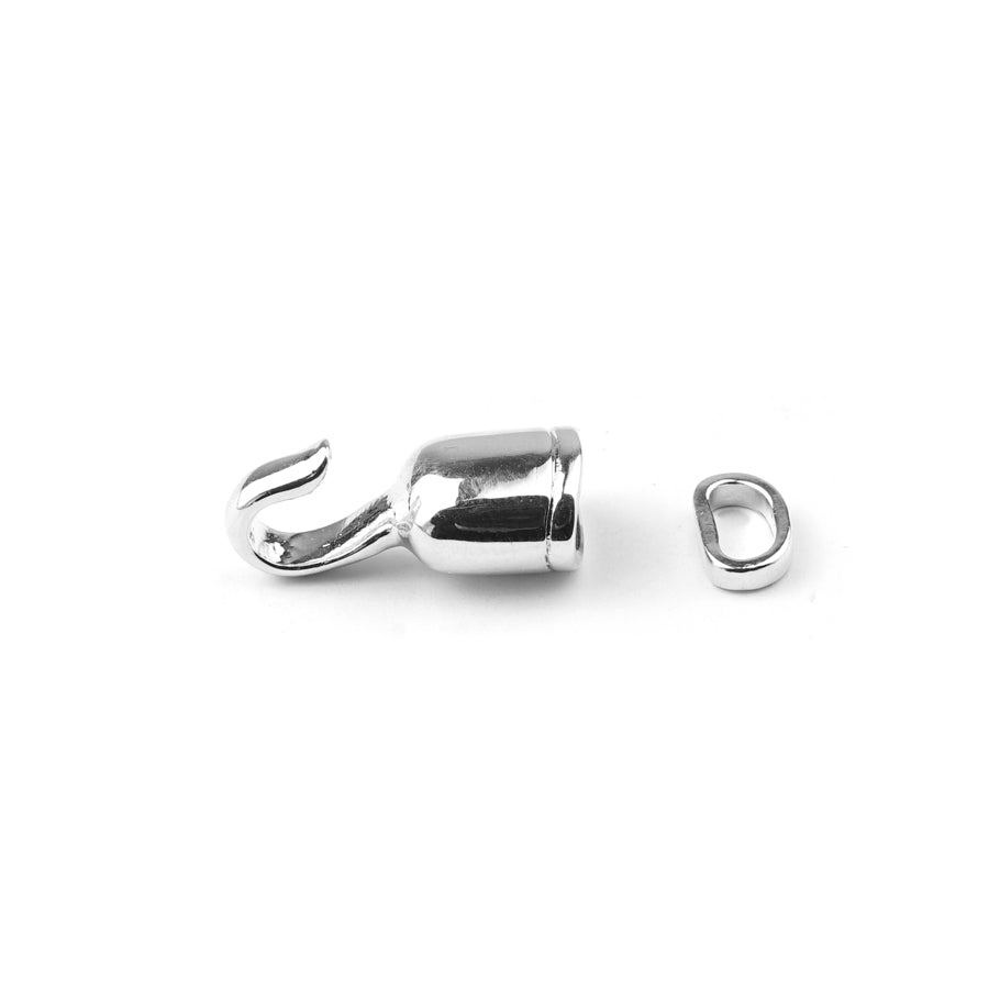Silver Plated Hook Clasp for 4mm Round Leather - Goody Beads
