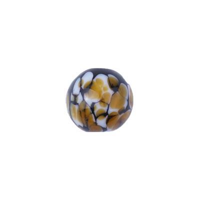 12mm Black and White with Brown Dotty Swirl Round Lampwork Beads - Goody Beads