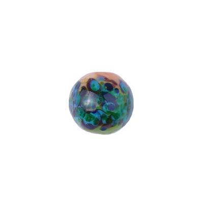 12mm Peach and Lime with Blue Dotty Swirl Round Lampwork Beads - Goody Beads