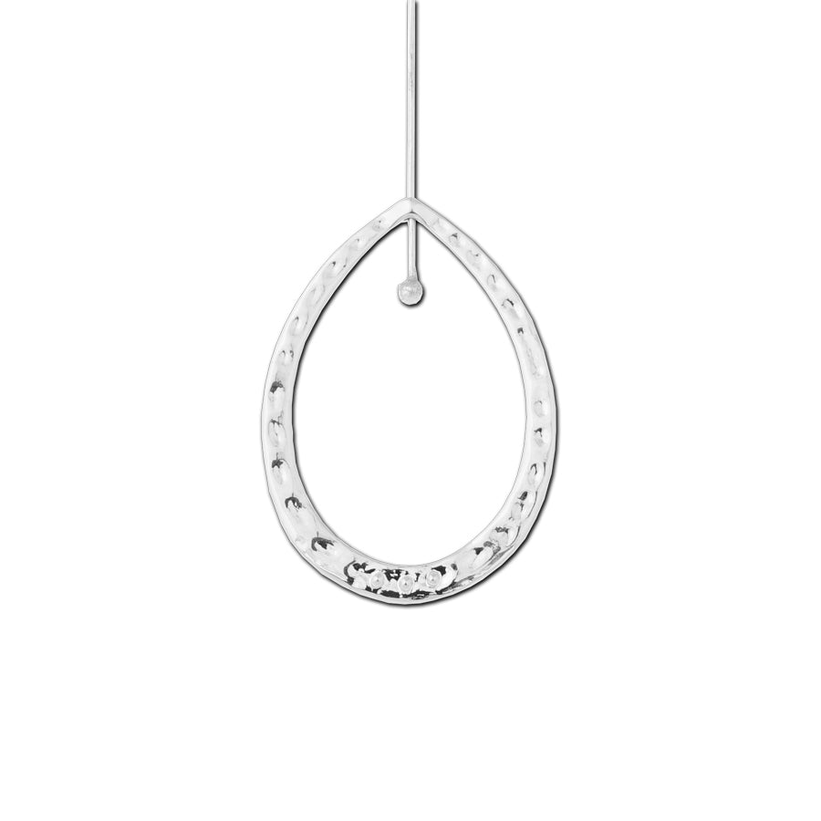 43x30mm Silver Plated Textured Teardrop Hoop with Hole - Goody Beads