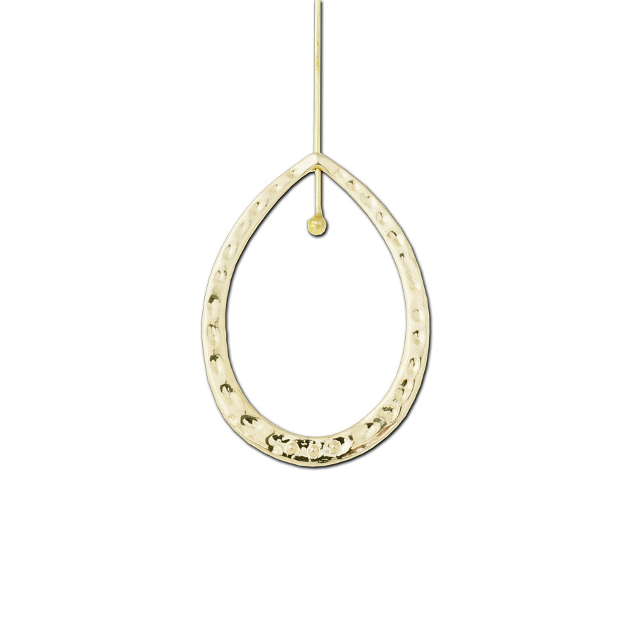 43x30mm Gold Plated Textured Teardrop Hoop with Hole - Goody Beads