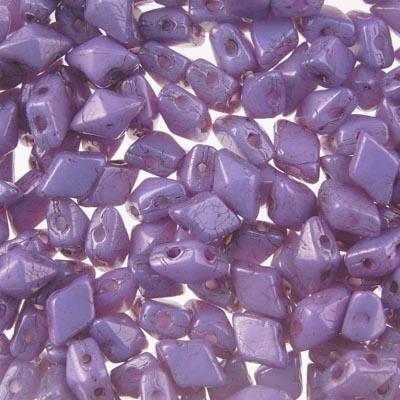 4x6mm Chalk Lumi Purple DiamonDuo MINI 2-Hole Czech Glass Beads