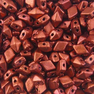 4x6mm Matte Copper DiamonDuo MINI 2-Hole Czech Glass Beads - Goody Beads