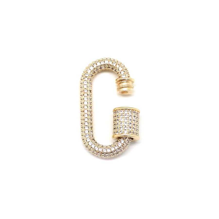 28mm Gold Plated with Clear Rhinestones Jewelry Carabiner with Lock Clasp or Pendant - Goody Beads