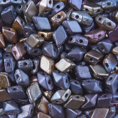 4x6mm Matte Zinc Iris DiamonDuo MINI 2-Hole Czech Glass Beads - Goody Beads