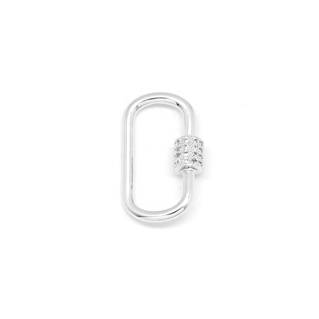 28mm Silver Plated Jewelry Carabiner with Rhinestone Lock Clasp or Pendant - Goody Beads