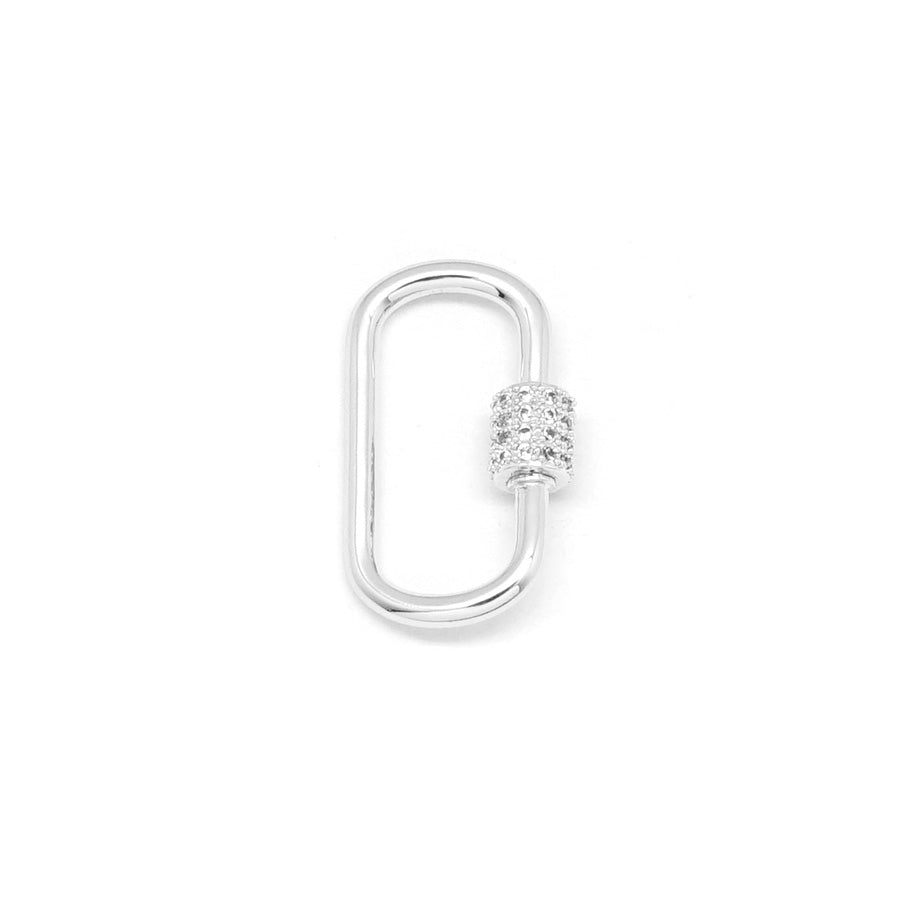 28mm Silver Plated Jewelry Carabiner with Rhinestone Lock Clasp or Pendant - Goody Beads