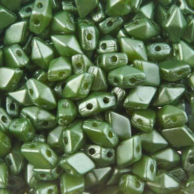 4x6mm Pastel Olivine DiamonDuo MINI 2-Hole Czech Glass Beads