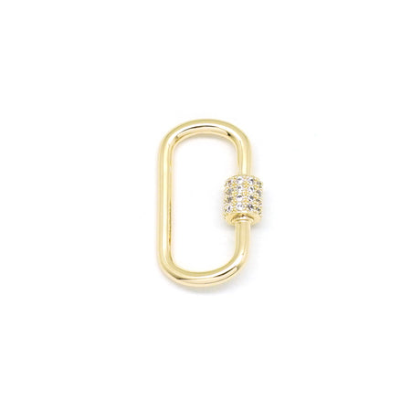 28mm Gold Plated Jewelry Carabiner with Rhinestone Lock Clasp or Pendant - Goody Beads