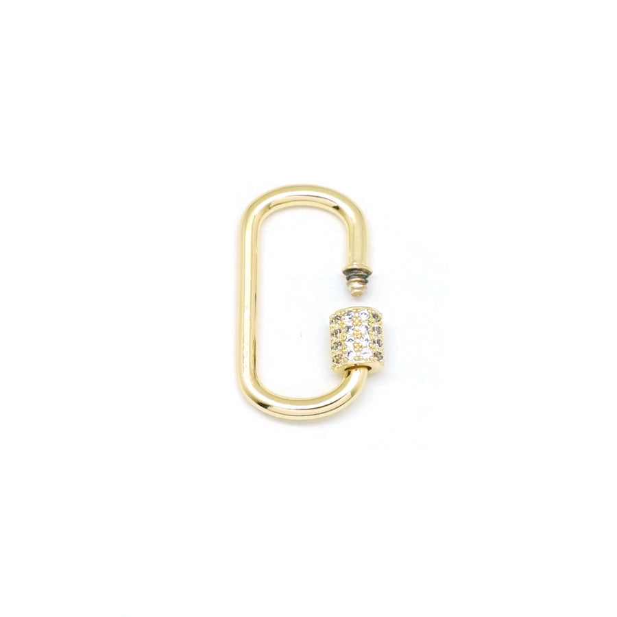 28mm Gold Plated Jewelry Carabiner with Rhinestone Lock Clasp or Pendant - Goody Beads