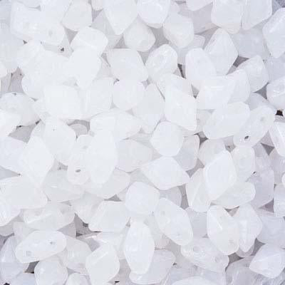 4x6mm White Alabaster DiamonDuo MINI 2-Hole Czech Glass Beads - Goody Beads