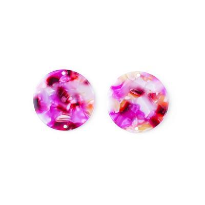 30mm Hot Pink Acetate Two Hole Coin Connector - Goody Beads