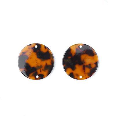 20mm Tortoise Shell Acetate Two Hole Coin Connector - Goody Beads