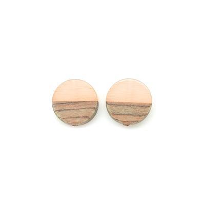 15mm Wood & Pale Pink Resin Disc Bead - 2 Pack - Goody Beads