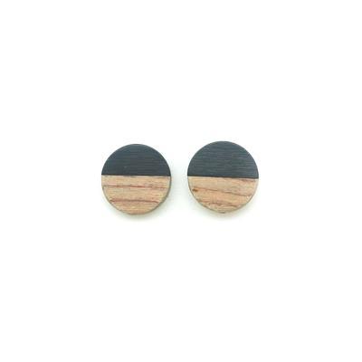15mm Wood & Navy Blue Resin Disc Bead - 2 Pack - Goody Beads