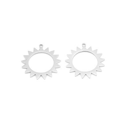 24mm Silver-Plated Stainless Steel Charm Sunburst - Goody Beads