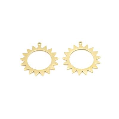 24mm Gold-Plated Stainless Steel Charm Sunburst - Goody Beads