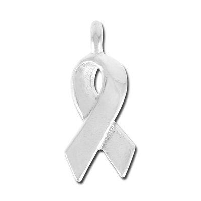 16mm Pewter Awareness Ribbon Charms - Shiny Silver Finish - Goody Beads